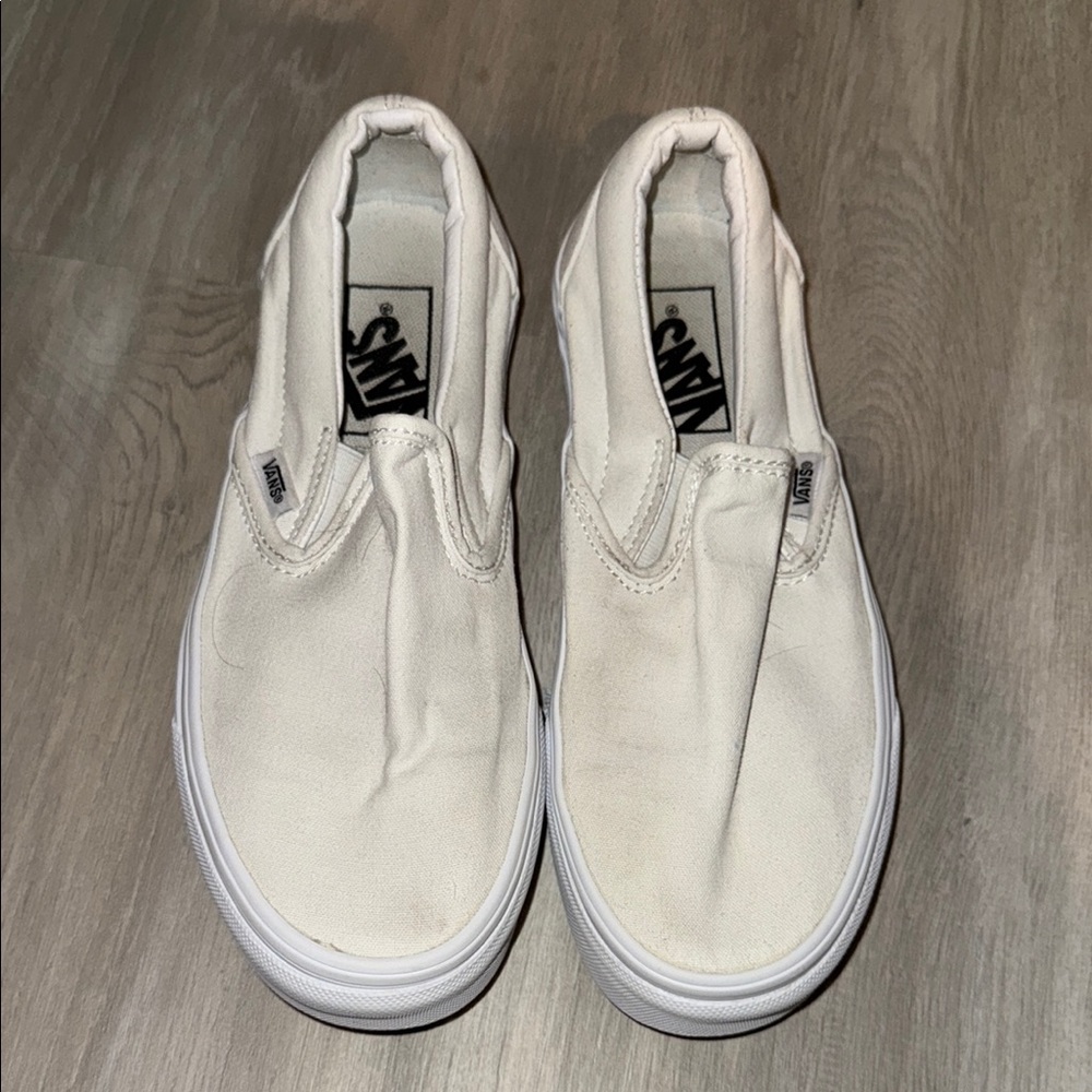 Vans Classic White Canvas Slip-Ons